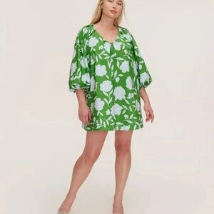 Kate Spade X Target Rose Poplin Green Long Sleeve Mini Dress Size Large NWOT